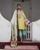 Unstitched 3-PC Embroidered Cotton Silk Dupatta By Jugnu | Siran